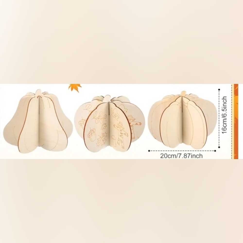 12 Pumpkin Wooden Fall Thanksgiving Craft Kit - Picture 3 of 3